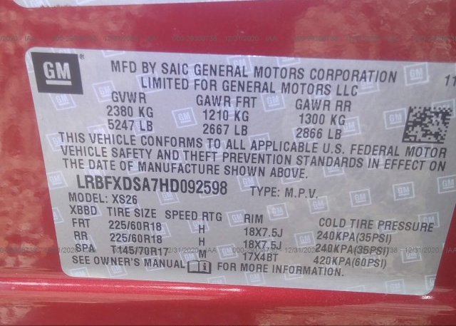 LRBFXDSA7HD092598 2017 BUICK ENVISION