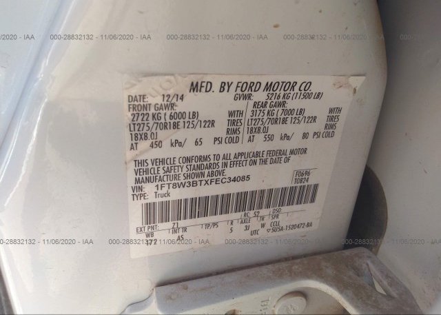 1FT8W3BTXFEC34085 2015 FORD SUPER DUTY F-350 SRW