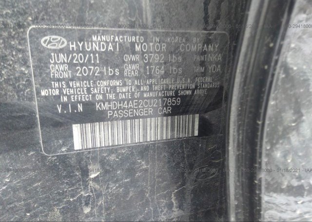 KMHDH4AE2CU217859 2012 HYUNDAI ELANTRA