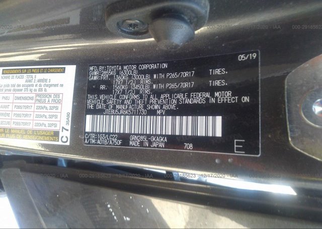 JTEBU5JR6K5711730 2019 TOYOTA 4RUNNER