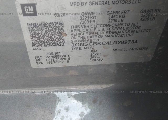 1GNSCBKC4LR289734 2020 CHEVROLET TAHOE
