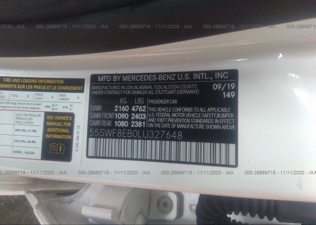 55SWF8EB0LU327648 2020 MERCEDES-BENZ C-CLASS