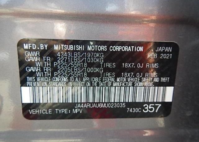 2021 MITSUBISHI OUTLANDER SPORT(VIN: JA4ARUAU6MU023035