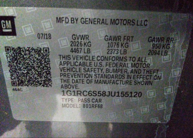 2018 CHEVROLET VOLT VIN: 1G1RC6S58JU155120