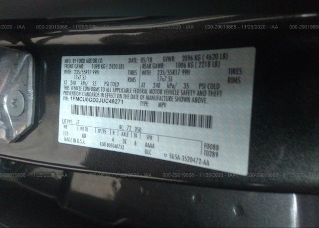1FMCU0GD2JUC49271 2018 FORD ESCAPE