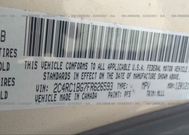 2C4RC1BG7FR626593 2015 CHRYSLER TOWN & COUNTRY