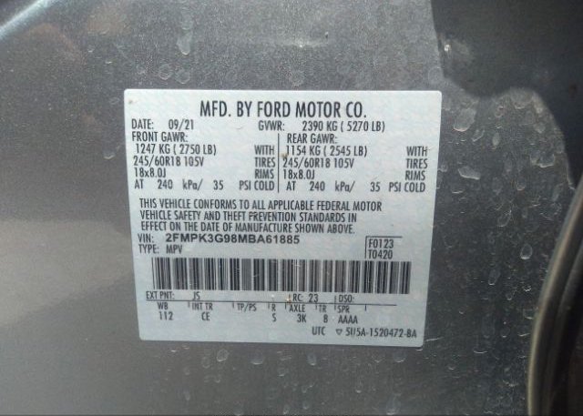 2021 FORD EDGE(VIN: 2FMPK3G98MBA61885