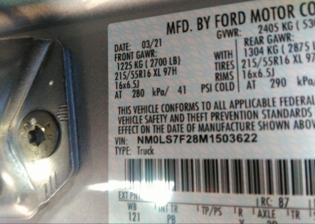 2021 FORD TRANSIT CONNECT VAN(VIN: NM0LS7F28M1503622