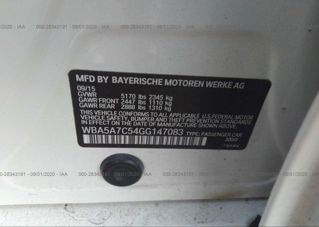 WBA5A7C54GG147083 2016 BMW 5 SERIES