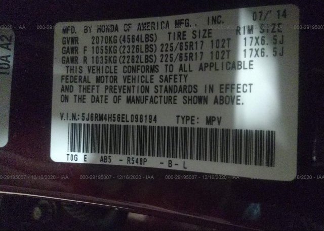 5J6RM4H56EL098194 2014 HONDA CR-V