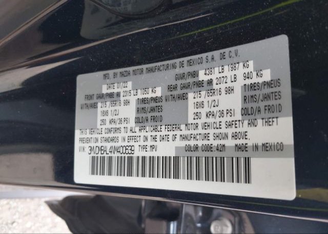 2022 MAZDA CX-30(VIN: 3MVDMBAL4NM400639