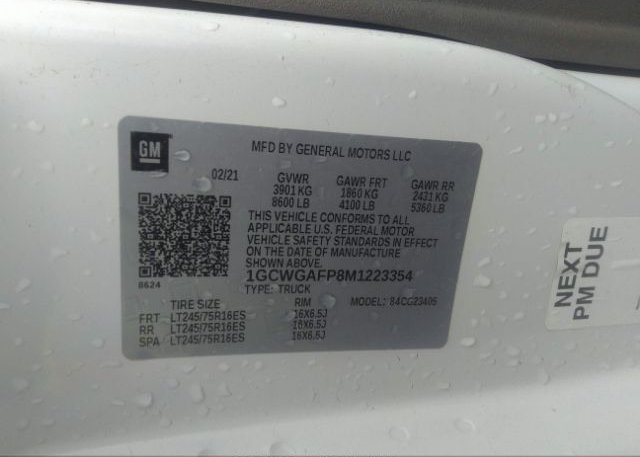 2021 CHEVROLET EXPRESS CARGO VAN(VIN: 1GCWGAFP8M1223354