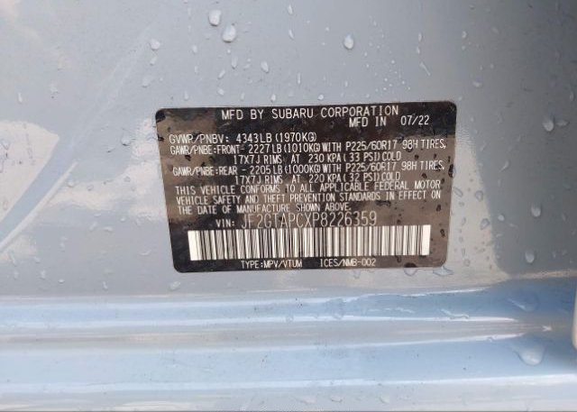 2023 SUBARU CROSSTREK(VIN: JF2GTAPCXP8226359