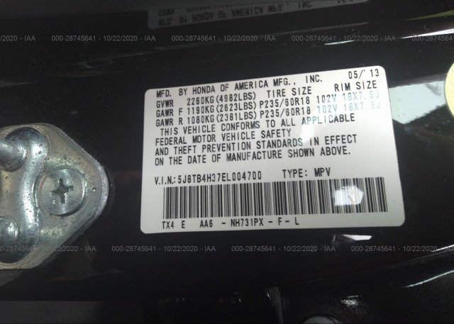 5J8TB4H37EL004700 2014 ACURA RDX