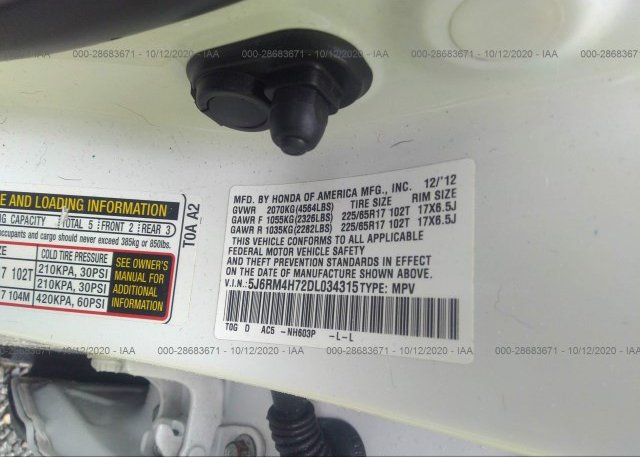 5J6RM4H72DL034315 2013 HONDA CR-V