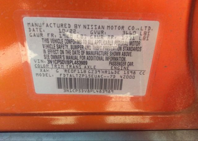 2023 NISSAN KICKS(VIN: 3N1CP5DV8PL483989