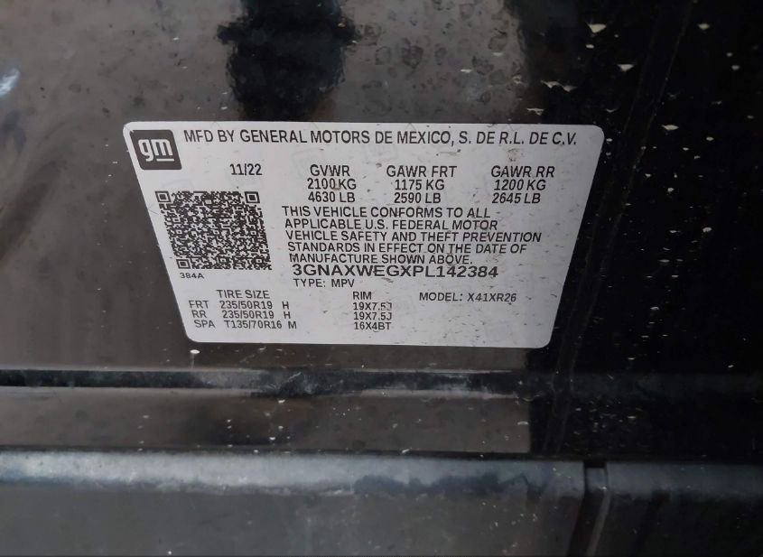 2023 CHEVROLET EQUINOX AWD RS(VIN: 3GNAXWEGXPL142384