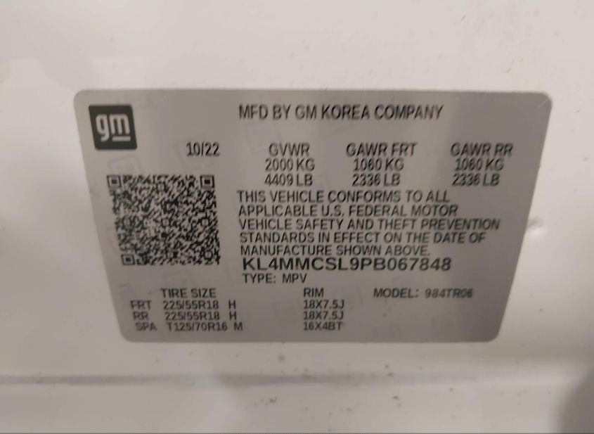 2023 BUICK ENCORE GX PREFERRED AWD(VIN: KL4MMCSL9PB067848