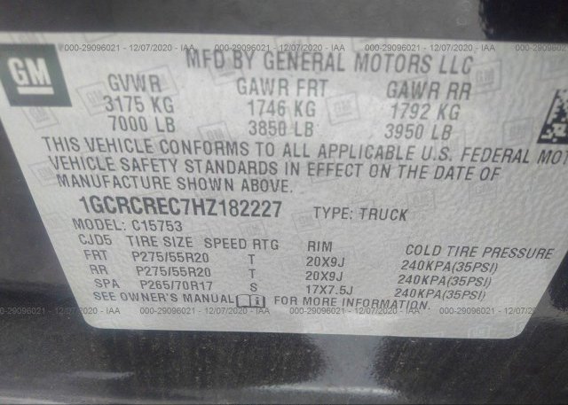 1GCRCREC7HZ182227 2017 CHEVROLET SILVERADO 1500