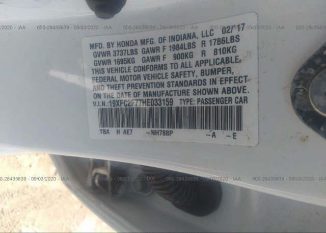 19XFC2F77HE033159 2017 HONDA CIVIC SEDAN