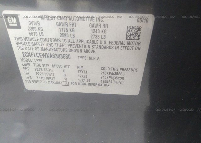 2CNFLCEWXA6383630 2010 CHEVROLET EQUINOX