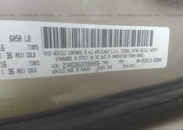 2C4RDGBG3CR360856 2012 DODGE GRAND CARAVAN