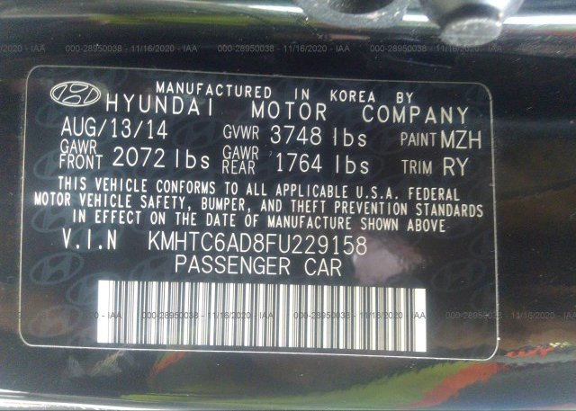 KMHTC6AD8FU229158 2015 HYUNDAI VELOSTER