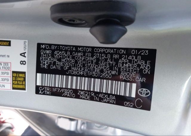 2023 TOYOTA COROLLA(VIN: JTDBCMFE1P3012550