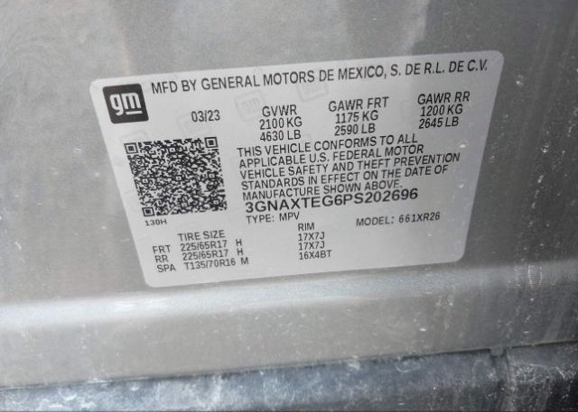 2023 CHEVROLET EQUINOX(VIN: 3GNAXTEG6PS202696