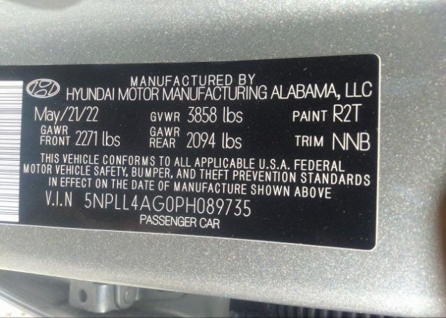 2023 HYUNDAI ELANTRA(VIN: 5NPLL4AG0PH089735