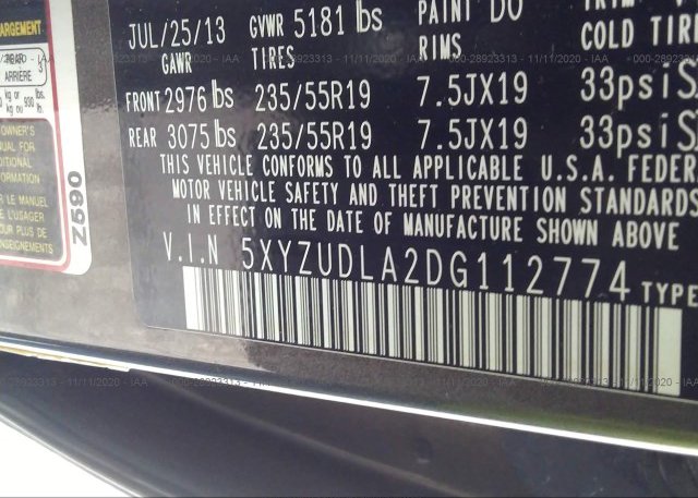 5XYZUDLA2DG112774 2013 HYUNDAI SANTA FE