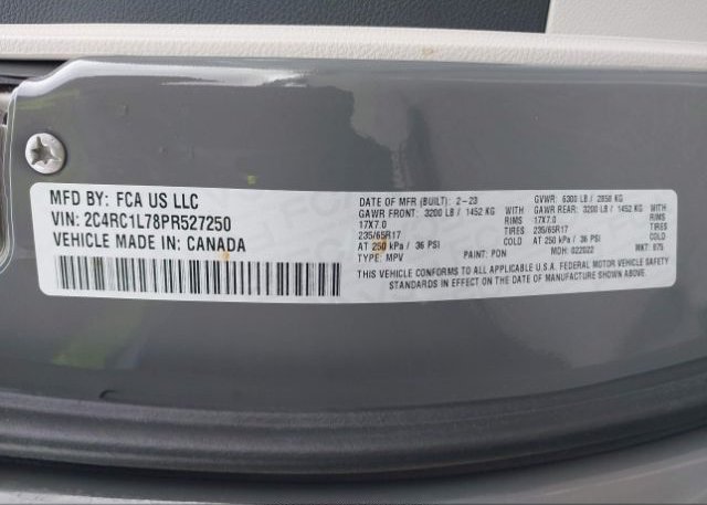 2023 CHRYSLER PACIFICA(VIN: 2C4RC1L78PR527250
