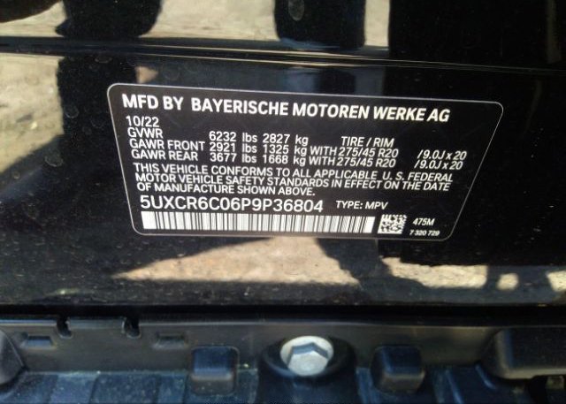 2023 BMW X5(VIN: 5UXCR6C06P9P36804