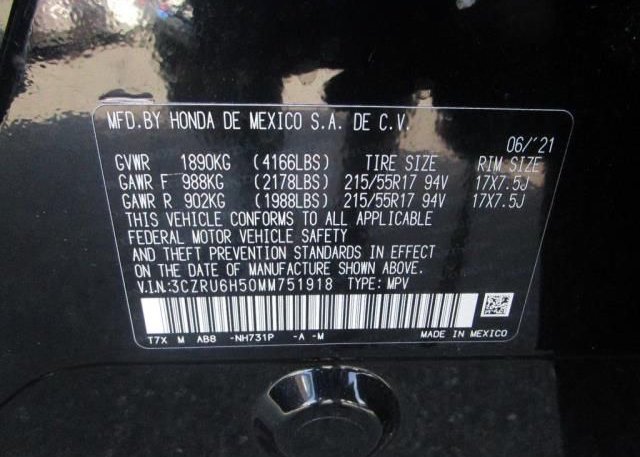 2021 HONDA HR-V(VIN: 3CZRU6H50MM751918