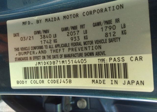 2021 MAZDA CX-3(VIN: JM1DKDB71M1514405