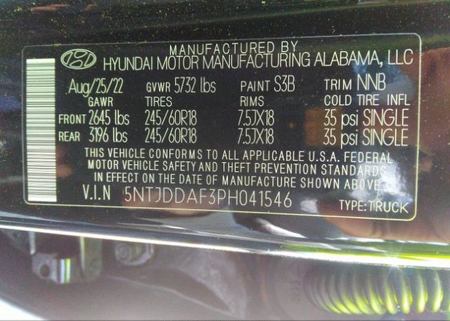 2023 HYUNDAI SANTA CRUZ(VIN: 5NTJDDAF3PH041546