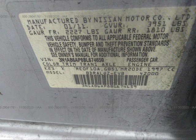 3N1AB6AP8BL674659 2011 NISSAN SENTRA