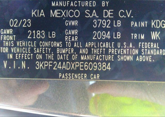2023 KIA FORTE(VIN: 3KPF24ADXPE609384