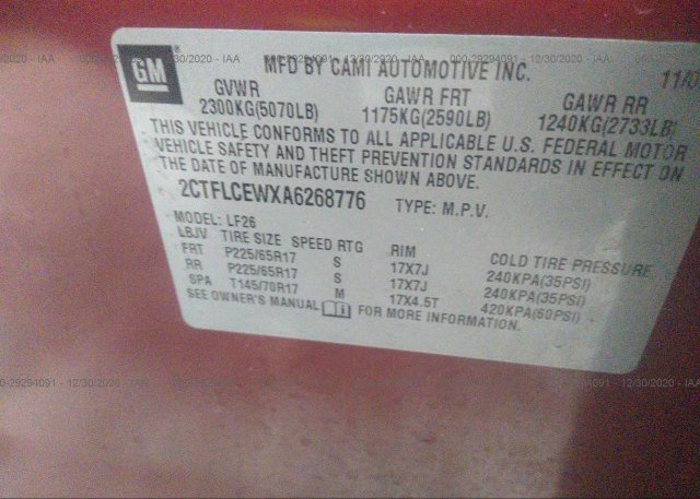 2CTFLCEWXA6268776 2010 GMC TERRAIN