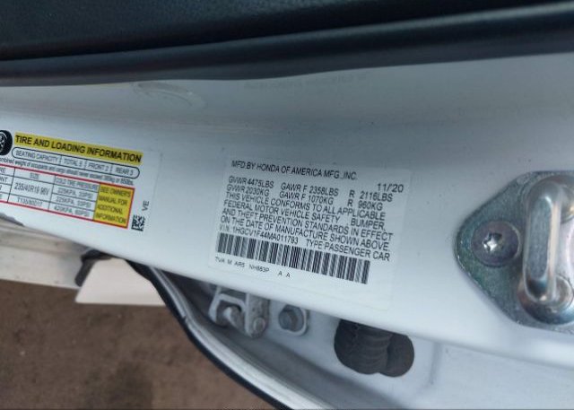 2021 HONDA ACCORD SEDAN(VIN: 1HGCV1F44MA011793