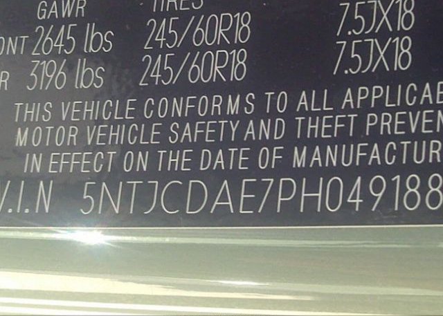 2023 HYUNDAI SANTA CRUZ(VIN: 5NTJCDAE7PH049188
