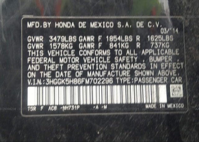 3HGGK5H86FM702296 2015 HONDA FIT