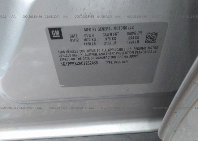 1G1PF5SC6C7252485 2012 CHEVROLET CRUZE