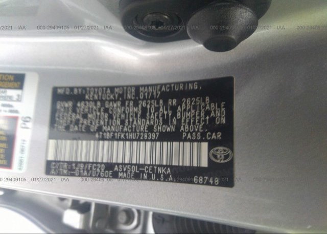 4T1BF1FK1HU728397 2017 TOYOTA CAMRY