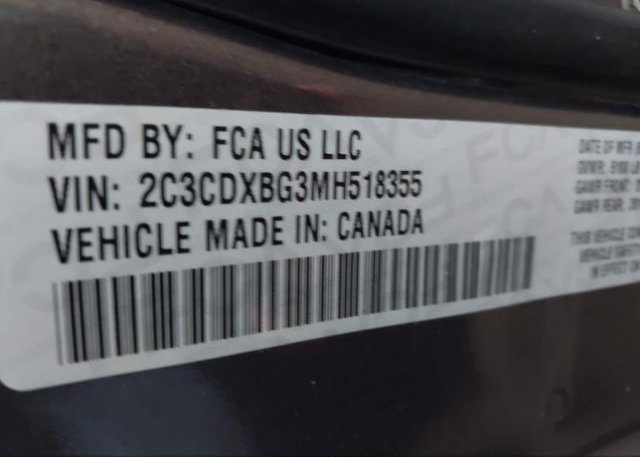 2021 DODGE CHARGER(VIN: 2C3CDXBG3MH518355