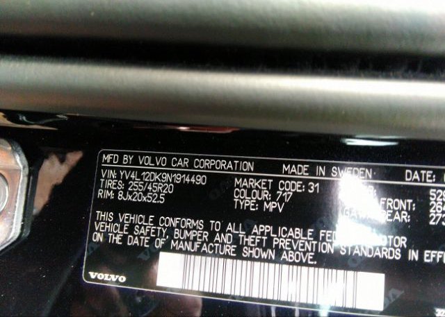 2022 VOLVO XC60(VIN: YV4L12DK9N1914490
