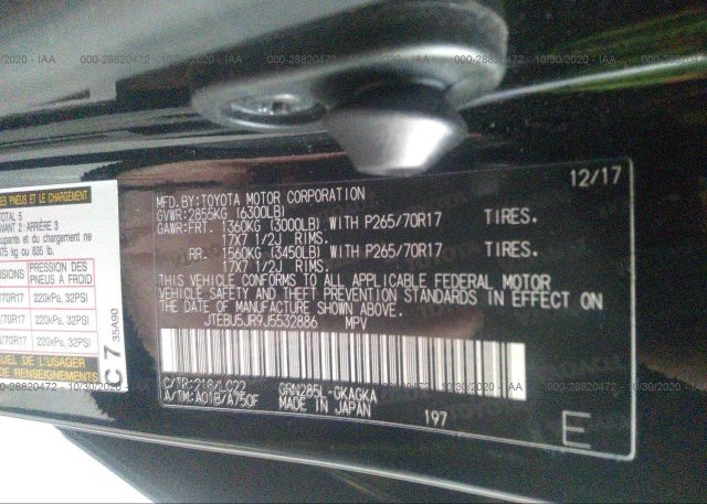 JTEBU5JR9J5532886 2018 TOYOTA 4RUNNER