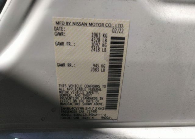 2022 NISSAN ALTIMA(VIN: 1N4BL4CV7NN347260