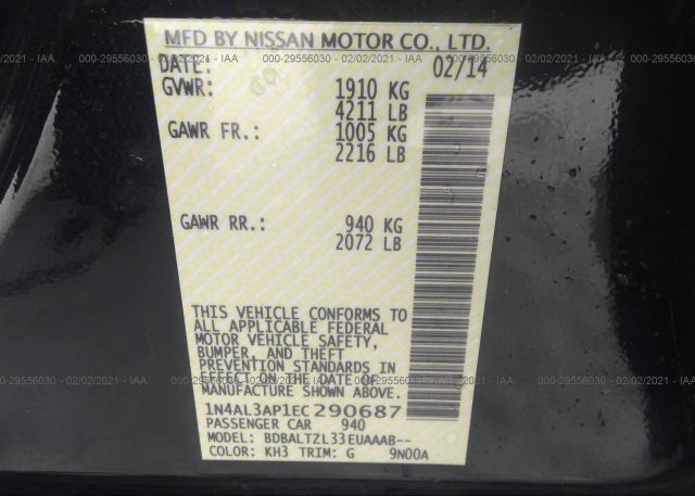 1N4AL3AP1EC290687 2014 NISSAN ALTIMA