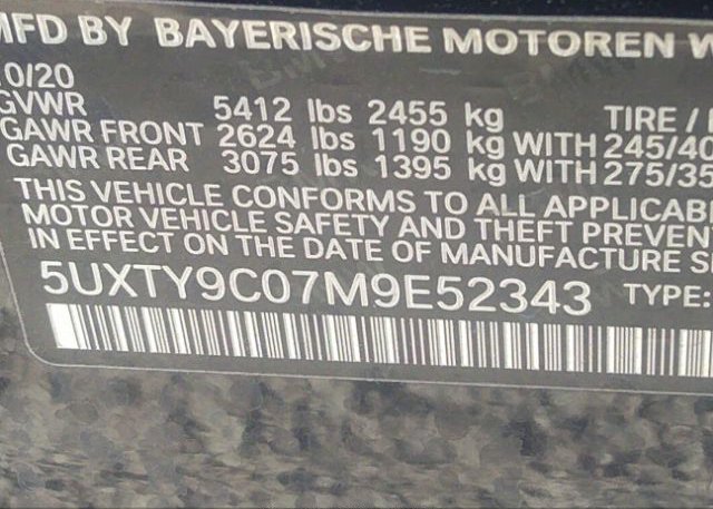 2021 BMW X3(VIN: 5UXTY9C07M9E52343